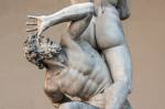 Fotografia de Piazza della Signoria, esculturas violação de Sabines por Giambologna.